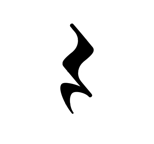 Quarter rest: It looks like a squiggly vertical line, somewhat resembling a stylized number "3" or a "Z" with a curl.